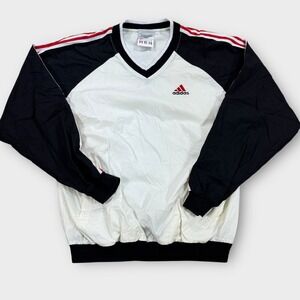 Vintage Adidas Jacket Men's M White Black Red Stripe Windbreaker Pullover